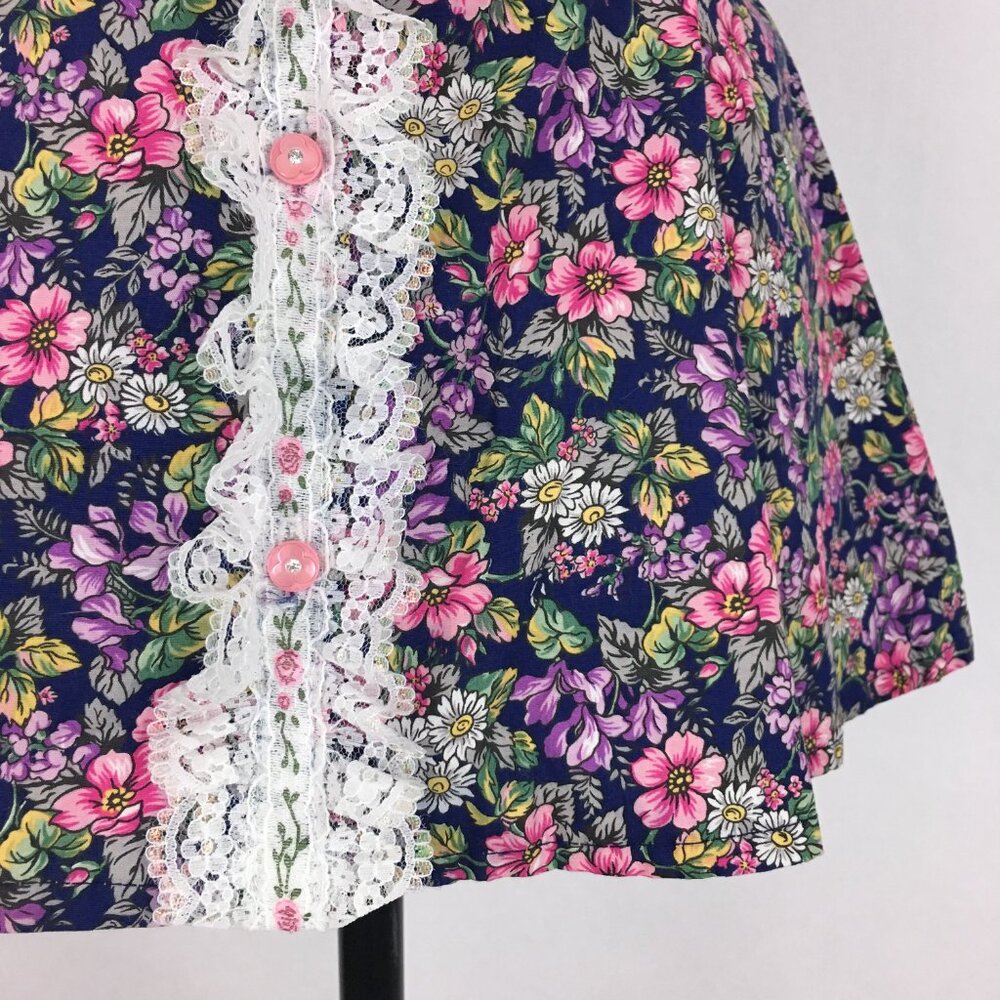 80s Floral Lace Trim Vintage Top Co-ord Set - Picture 6 of 13